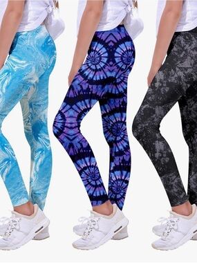 Amazon Kids Tie-Dye Purple & Black Active Leggings - Vibrant Pattern